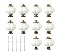 txuzong 10Pcs Vintage Cabinet Knobs - White Pumpkin Drawer Pulls Handles for Dresser, Armoire, Furniture, Wardrobe, Compact Size, Easy to Install (1.2in)