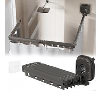 txuzong Cinq Directions Barre de Douche Pliable avec Rideau - Tringle de Douche en Aluminium à 5 Sections, Ventouses Incluses - Idéale pour Salle de Bain, Chambre, Balcon et Angle de Baignoire