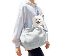 txuzong Écharpe de Transport pour Chien jusqu'à 7.5 kg - Gris - Sac à bandoulière pour Petits Chiens et Chats - Aide à Porter Respirante pour Les promenades, Les activités de Plein air et Les Voyages