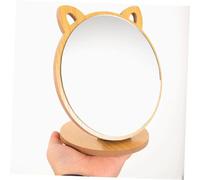 txuzong Miroir de Maquillage Créatif en Forme d'oreille de Chat | Angle Réglable et Base en Bois | Miroir Pliable Mignon pour Chambre et Salon