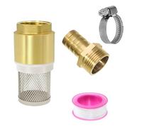 txuzong Vanne de pied 3/4" 0,6" avec panier d'aspiration en laiton - | Clapet anti-retour pour eau, kit complet filetage extérieur + douille + collier + ruban étanchéité - Pour pompe et arrosage