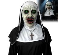TXVQ Masque de Terreur d'Halloween, Horreur Nonne Masque, Masques en Latex Effrayants, Masque pour Halloween Carnaval Déguisement Costume Cosplay