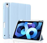 TXWLLIU Coque pour iPad Air 11 Pouces M3/M2 2025/2024 & iPad Air 10,9 Pouces 5e/4e Génération 2022/2020 avec Porte-Crayon, Étui de Protection à Trois Volets, Veille/Réveil Automatique, Bleu Clair
