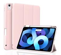 TXWLLIU Coque pour iPad Air 11 Pouces M3/M2 2025/2024 & iPad Air 10,9 Pouces 5e/4e Génération 2022/2020 avec Porte-Crayon, Étui de Protection à Trois Volets, Veille/Réveil Automatique, Rose