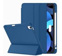 TXWLLIU Coque pour iPad Air 11 Pouces M3/M2 2025/2024 & iPad Air 10,9 Pouces 5e/4e Génération 2022/2020 avec Porte-Crayon, Étui de Protection à Trois Volets, Veille/Réveil Automatique, Bleu Foncé