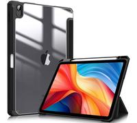 TXWLLIU Coque pour iPad Air 11 Pouces M3/M2 (7e/6e Génération, 2025/2024) et iPad Air 5/4 (2022/2020) 10,9 Pouces, Coque de Protection Arrière Rigide Transparente à Trois Volets, Noir
