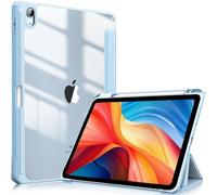 TXWLLIU Coque pour iPad Air 11 Pouces M3/M2 (7e/6e Génération, 2025/2024) et iPad Air 5/4 (2022/2020) 10,9 Pouces, Coque de Protection Arrière Rigide Transparente à Trois Volets, Bleu Clair