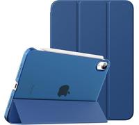 TXWLLIU Coque pour iPad Mini 7 (A17 Pro) 2024/Mini 6 2021 8,3 Pouces, Triple Pli, Coque Arrière Fine Translucide Givrée, Fonction Veille/Réveil Automatique, Bleu Foncé