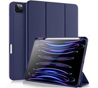 TXWLLIU Coque pour iPad Pro 11 Pouces M5 2025 (6e Génération)/M4 2024 (5e Génération) avec Porte-Stylo, Support Triple, Coque de Protection Antichoc, Veille/Réveil Automatique, Bleu Foncé