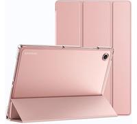 TXWLLIU Coque pour Samsung Galaxy Tab A8 10,5 Pouces 2022/2021 (SM-X200/X205/X207), Coque Rigide Transparente en Polycarbonate, Support à Trois Volets, Veille/Réveil Automatique, Or Rose
