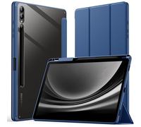 TXWLLIU Coque pour Samsung Galaxy Tab S10 Plus/Tab S9 Plus 12,4 Pouces, Support à Trois Volets, Coque Arrière Rigide Transparente en PC, Fonction Veille/Réveil Automatique, Bleu Océan