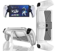 TXWLLIU Étui de Protection Sony Compatible avec PlayStation Portal, Étui pour Manette PS5 avec Support, Coque Absorbant Les Chocs, Transparent & Blanc