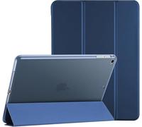 TXWLLIU Étui pour iPad 9,7 Pouces 6e Génération 2018/iPad 5e Génération 2017/iPad Air 1/2, Étui de Protection à Triple Pliage, Coque Arrière Fine et Translucide Givrée, Bleu Foncé