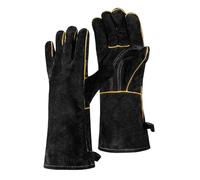 TXWLLIU Gants de Soudage Unisexes, en Cuir Résistant à la Chaleur et au Feu, Pour Soudeur à Fil Fourré MIG/MAG, Forge, Forgeron, Cheminée, Poêle à Bois, Foyer, Gril, Four (Noir)