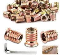 TXXATX 120 Pièces Insert Bois M6x10mm Insert Fileté M6 Bois avec Clés Allen Insert Hexagonal M6 pour Meubles en Contreplaqué Composite en Pin