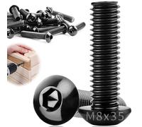 TXXATX 15 Pièces Vis Noire M8x35mm Vis à Tête Plate Vis M8 Vis à Métaux Tête Bombée Acier Inoxydable 304 Boulons à Tête Hexagonale Filetage Complet pour Réparation de Meubles Montage L'entretien