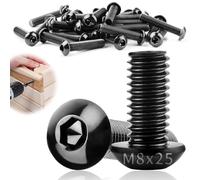 TXXATX 20 Pièces Vis Noire M8x25mm Vis à Tête Plate Vis M8 Vis à Métaux Tête Bombée Acier Inoxydable 304 Boulons à Tête Hexagonale Filetage Complet pour Réparation de Meubles Montage L'entretien