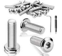 TXXATX 25 Pièces M8 Vis M8x35mm Vis Tete Plate Acier Inoxydable A2 Filetage Complet Hexagone Creux avec Clés Allen Embout de Tournevis pour Maintenance Montage DIY