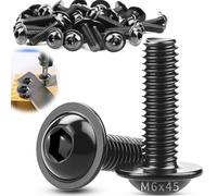 TXXATX 25 Pièces Vis à Tête Bombée avec Bride M6x45mm Inox M6 A2 V2A | Vis Embase Six Pans Creux, ISO 7380-2, Boulon Filetage Complet, pour Pieds Table, Construction Automobile, Bois, Echafaudage