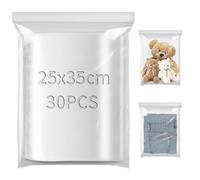TXXATX 25x35cm Sachet Plastique Transparent Zip 30 Pièces Sachet Zip Transparent Plastiques Refermables Grand pour Alimentation Vêtements Fournitures Collection Stockage