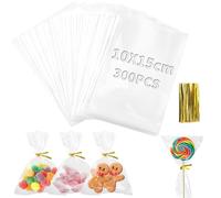 TXXATX 300 Pièces Sachet Bonbon Transparent 15 x 10 cm Sac Cellophane Sachet Plastique Sachet Biscuit Réutilisables OPP Sachet Alimentaire avec Cravates pour Pain Chocolats Bijoux Mariages Noel
