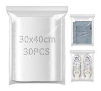 TXXATX 30x40cm Sachet Plastique Transparent Zip 30 Pièces Sachet Zip Transparent Plastiques Refermables Grand pour Alimentation Vêtements Fournitures Collection Stockage