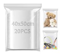 TXXATX 40x50cm Sachet Plastique Transparent Zip 20 Pièces Sachet Zip Transparent Plastiques Refermables Grand pour Alimentation Vêtements Fournitures Collection Stockage