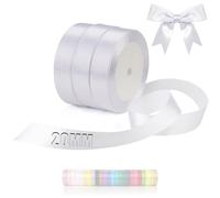 TXXATX 66m Ruban en Satin 3 Rouleaux Ruban Blanc Largeur 20mm | Rubans pour Couture, Mariage, Baptême, Anniversaire, Emballage Cadeau, Décoration de Table de Noël, Bouquet, Gâteaux, Ballons