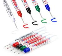 TXXATX Marqueurs Trou Profond 10 Pièces Stylo Marqueur Charpentier 20 mm Marqueurs de Trous (Noir Bleu Rouge Vert Blanc) Stylo Indélébile Pointe Fine pour Bois Plastique Carton Mur Chantier