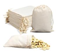 TXXATX Pochon Tissu 15x20 cm, 30 Pièces Pochette Tissu Cordon Petits Sachet Coton Réutilisable Sac Toile de Jute Sacs en Tissus Pochon Cadeau pour DIY Bijoux Cafe Mariage Fête Noël Halloween Pâques