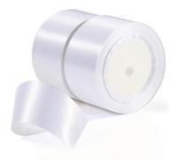 TXXATX Ruban cadeau de 50 mm de large - Blanc - Ruban de satin décoratif - 46 m - Pour mariage, baptême, anniversaire, emballage cadeau - Décoration de table de Noël
