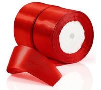 TXXATX Ruban cadeau de 50 mm de large - Rouge - Ruban de satin décoratif - 46 m - Pour mariage, baptême, anniversaire, emballage cadeau - Décoration de table de Noël