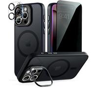 TXXO Coque magnétique de confidentialité pour iPhone 16 Pro Max avec support et protecteur d'objectif d'appareil photo pour iPhone 16 ProMax - Coque de téléphone compatible avec MagSafe - Translucide,