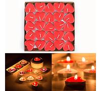 Txyk Parfumée Bougies Lot de 50 Bougies Forme de Coeur d'amour Décoratives en Forme de Cœur pour Fête Anniversaire 3.8 * 3.8 * 1cm(Rouge)