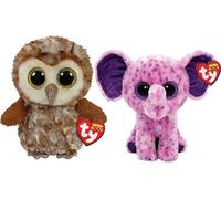 Ty - Animaux en peluche - Beanie Boo's - Percy Owl & Eva Elephant