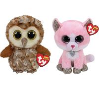 Ty - Animaux en peluche - Beanie Boo's - Percy Owl & Fiona Pink Cat