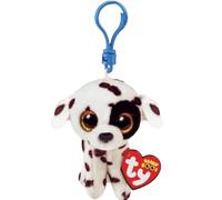 Ty Bague Porte-clés Beanie Boos Clips-Chien Dalmatiens-Luther-Blanc et Noir-avec Yeux Dorés Glitter-La Peluche aux Yeux Grands Paillettes - 12 Cm-35254, Multicolore, T35254