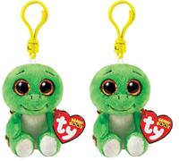 Ty Bague Porte-clés Beanie Boos Clips-Tortue-Vert et Marron-avec Yeux dorés Glitter-La Peluche aux Yeux Grands scintillants-12 Cm-35250, Multicolore, T35250 (Lot de 2)