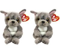 Ty - Beanie Babies - Peluche Wilfred Le Chien 15 cm, Gris, TY40596 (Lot de 2)