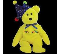 TY Beanie Baby - JOYEUX ANNIVERSAIRE l'Ours (Jaune - Chapeau Blanc) Blanc G