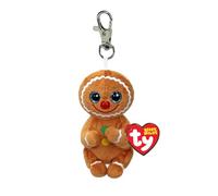 TY Beanie Bellies Clips - Bague Porte-clés en Peluche, Cookie Le Biscuit Pain d'épice avec Les Yeux Verts pailletés, Les Animaux avec Le Ventre Doux Originaux 12 cm - T43118