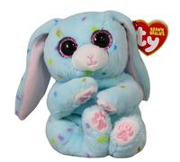 Ty Peluche Skippy – Lapin de Pâques Bleu clair Ventre doux Yeux rose paillettes 20 cm