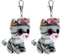 Ty - Beanie Boo's Clip Chat Kiki - 7 cm 35243 Gris (Lot de 2)