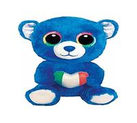 Ty Beanie Boos-Ours Roméo Italie-Bleu-Cœur Drapeau Italien Arc-en-Ciel pailletés-La Peluche avec Les Grands Yeux scintillants-15 cm-36099, T36099, Multicolore, 15 centimetri