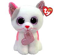 Ty Beanie Boo's-Peluche Milena Le Chat 15 cm-TY36567, Blanc, Rose, Small