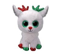 TY Beanie Boos - Snowdrop Le Renne de Noël avec de Grands Yeux Verts et Paillettes, la Peluche aux Grands Yeux Scintillants - 15 cm - T37383