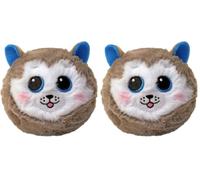 Ty - Beanie Bouncers - Slush Le Husky - Peluche rebondissante à Collectionner, Gris/Blanc, 9 cm (Lot de 2)