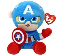 TY Captain America Marvel Avengers Beanie Babies Regular, Licence Beanie Baby Peluche Douce à Collectionner