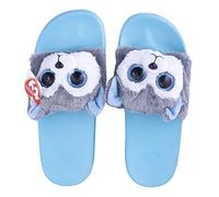 Ty - Claquettes Peluche Slush le Chien Husky, TY95432, Gris / Bleu, Taille 33