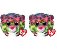 Ty- Dot Leopard Puffies Peluches, 2007539, Multicolore (Lot de 2)